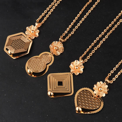 Good Luck & fortune Round Gourd Pendant Set For Women Necklace Earring Nigerian Gold Plated Jewellery Dubai Wedding Bridal Gift