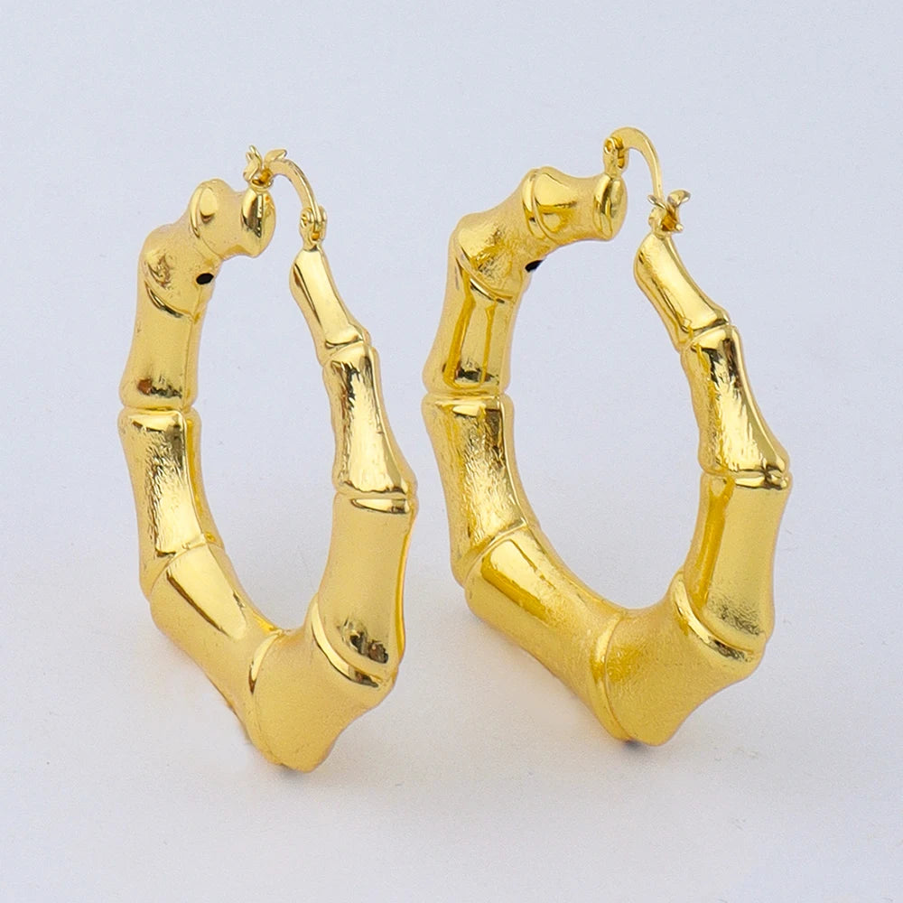 Stainless Steel Bamboo Joint Earrings Fashion Golden Plated Geometric Women's Earrings Engagement Wedding Jewelry Gifts