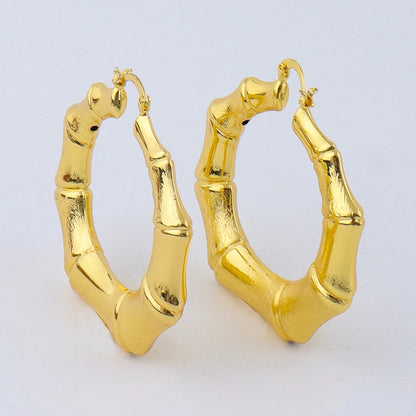 Stainless Steel Bamboo Joint Earrings Fashion Golden Plated Geometric Women's Earrings Engagement Wedding Jewelry Gifts