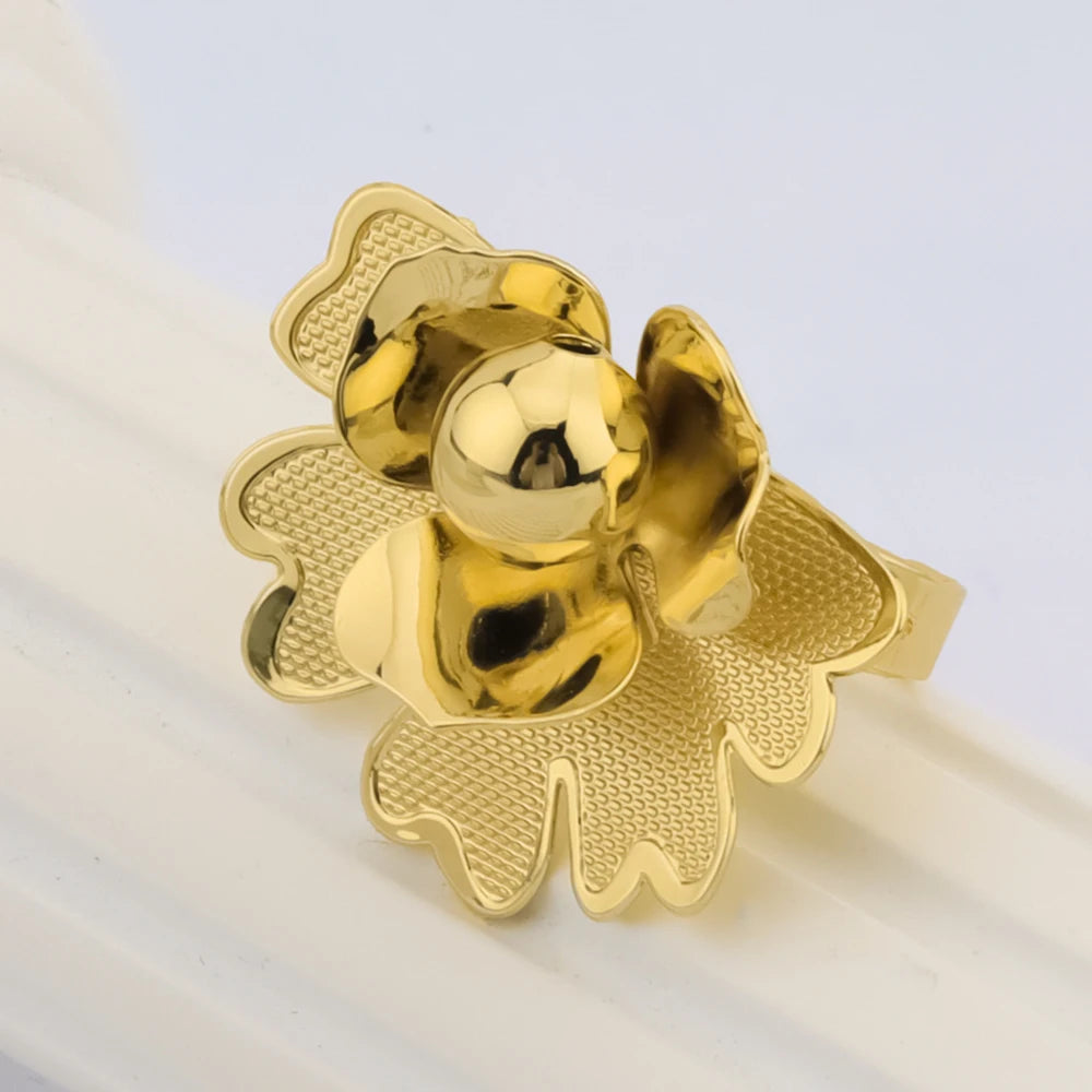 2025 France Gold Color Butterfly Shape Elegant Earrings Bangle And Ring Set For Women Trendy Jewelry Accessories Gift For Party