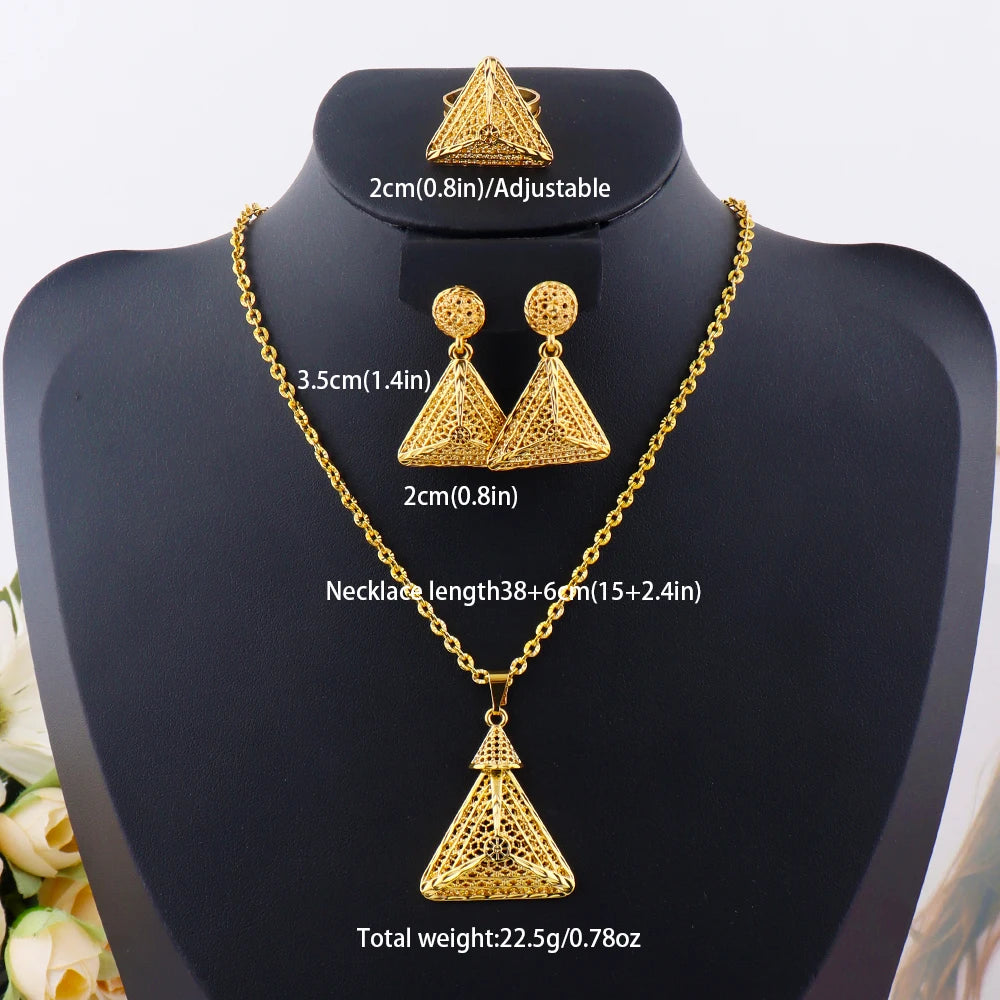fashion gold jewelry set stainless steel earrings necklaces for women simple Personality gift wedding party Accessories