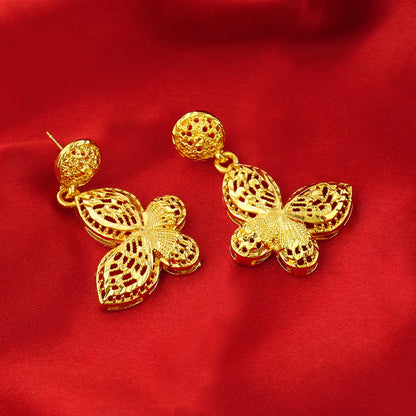 Italy French Gold Plated Rhombus Necklace Earrings Set for Women Bride Smooth Gold Color Charm Jewelry Gift for Party Wedding
