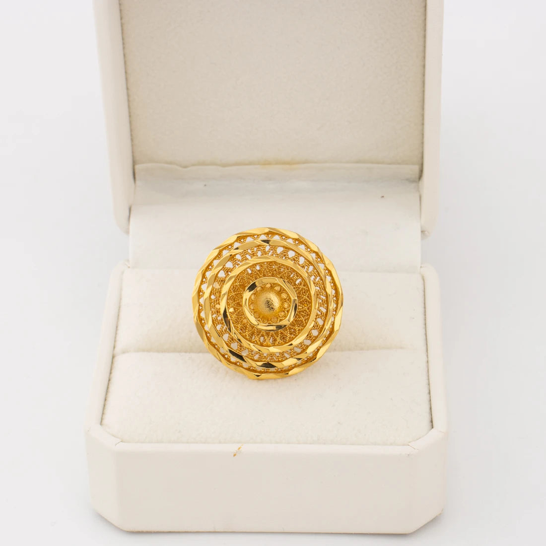 Dubai Gold Color Flower Shape Rings Nigerian Luxury Jewellery Set Africa Bride Wedding Indian Fashion Party Gifts