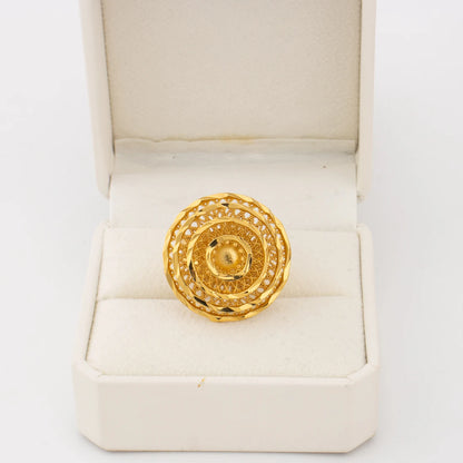 Dubai Gold Color Flower Shape Rings Nigerian Luxury Jewellery Set Africa Bride Wedding Indian Fashion Party Gifts