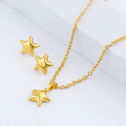 Europe AmericaTiny Jewelry Sets For Women Wedding Party Stainless Steel Pendant Necklaces Earrings Bangle Ring Jewelry Gifts