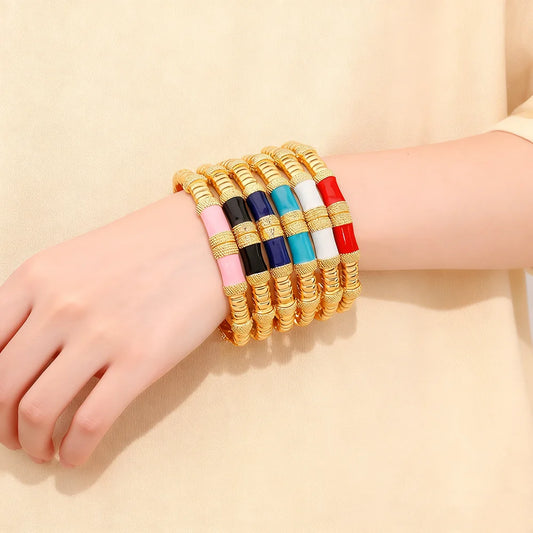 gold plated ring and bracelet nigerian jewelry set High Temperament Multy Colors Personalized bracelets Girl Gift Free Shipping