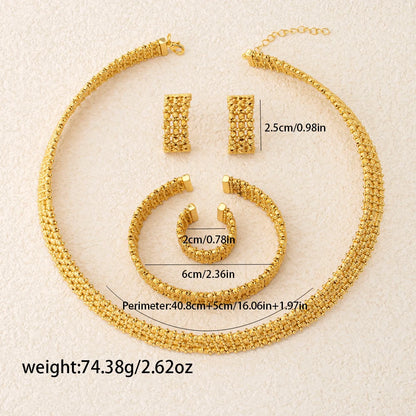 Jeweled 4-Piece Set Necklace Earrings Bracelet and Ring Handcrafted Water-Resistant and Hypoallergenic Fashionable Bridal Gifts