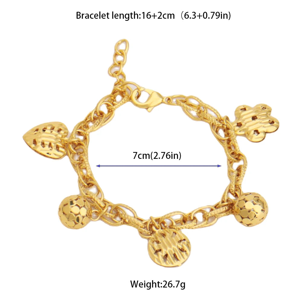 France Animal Flower Pendant Chain Bracelet for Women, Stainless Steel Africa Wedding Party Gift, Trendy Daily Accessor