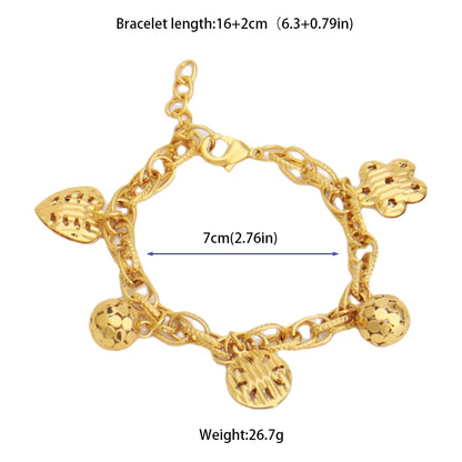 France Animal Flower Pendant Chain Bracelet for Women, Stainless Steel Africa Wedding Party Gift, Trendy Daily Accessor