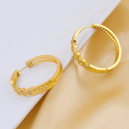 Luxruy Zircon Hoop Earrings Stainless Steel Gold Plated Earrings For Women Trend Wedding Jewelry Freeshipping Christmas Gift