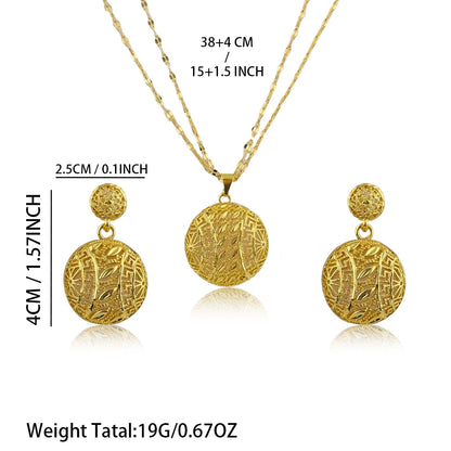 Dubai 24K Gold Plated Warped Geometry Necklace Earrings Jewelry Set For Women African Indian Nigeria Bridal Wedding Party Gift