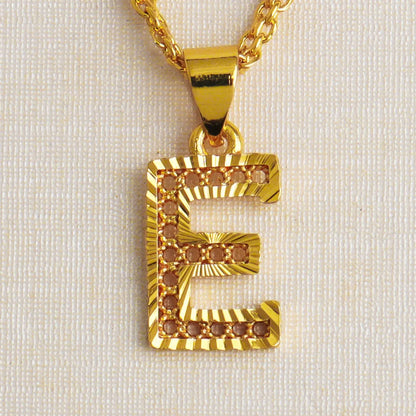 Fashion Gold Plated 26 Initial Letter Pendant A-Z Letters Necklaces English Letter Alphabet Figaro Chains Gold Color Jewelry