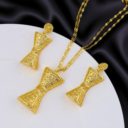 Dubai 24K Gold Color Jewelry Sets Wedding African Necklace Earrings For Women Nigerian Indian Bridal Costume Set Party Gifts