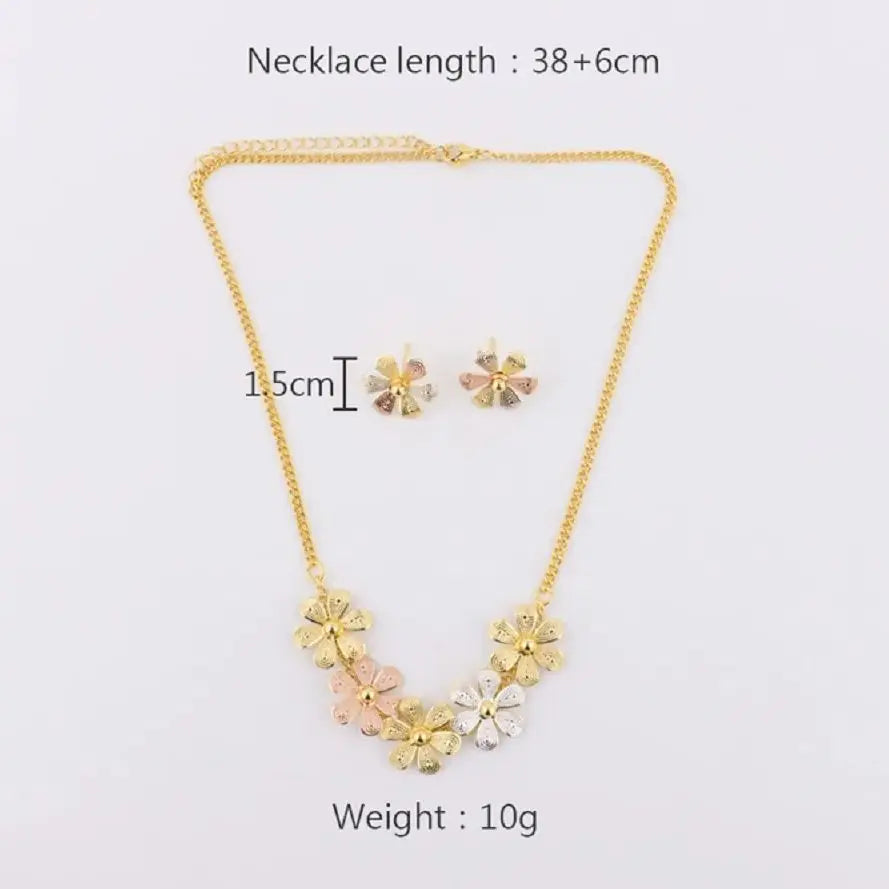 2025 France Colorful Flower Earrings & Necklace Set for Women, Bridal Wedding Valentine Gift, Elegant Jewelry Women Set