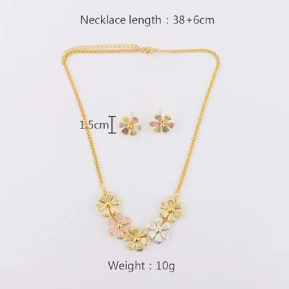 2025 France Colorful Flower Earrings & Necklace Set for Women, Bridal Wedding Valentine Gift, Elegant Jewelry Women Set