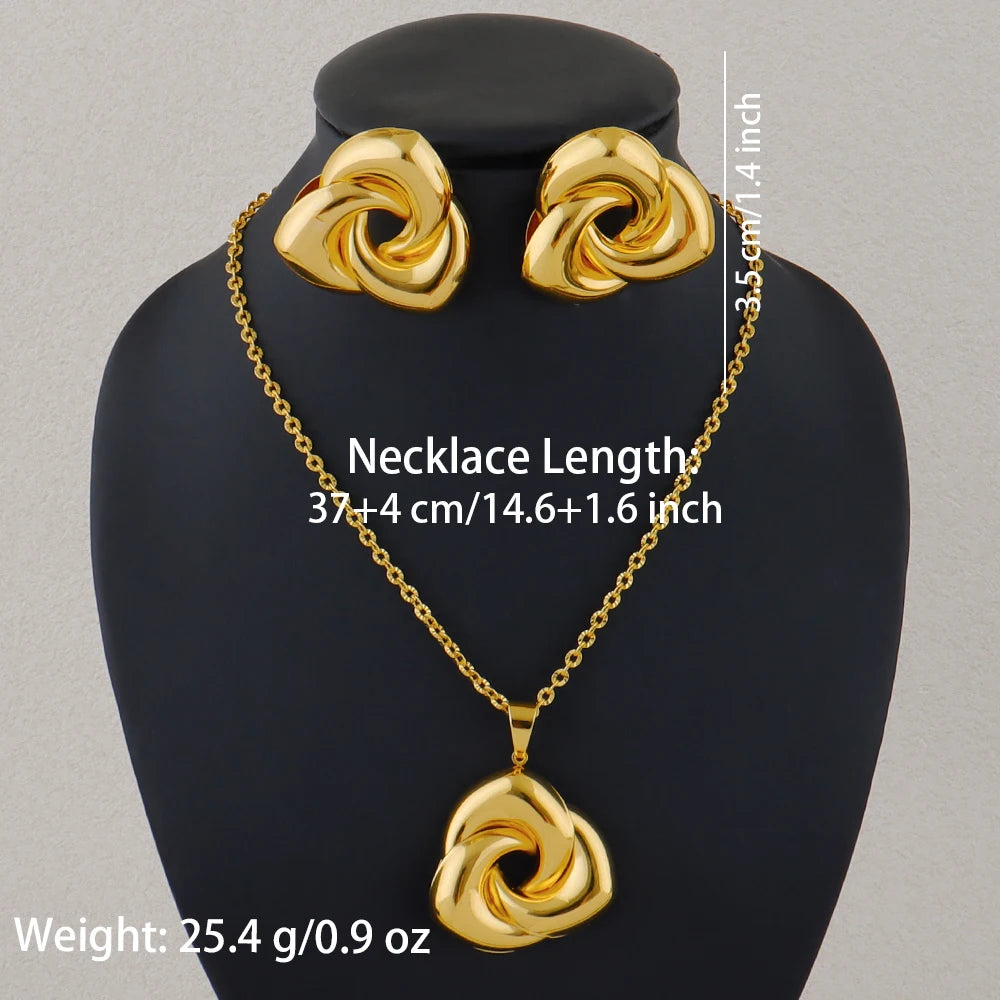 Stainless steel Necklace and earrings set for women high quality sets 24k plated jewelry gifts for women weddings mother set