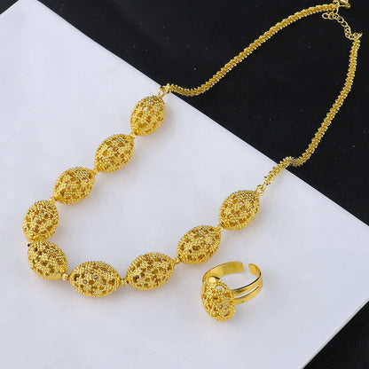 Necklace Earrings Ring Set for Women, Luxury Nigeria Bridal Jewelry Sets, Wedding Party Jewellery Woman Gift