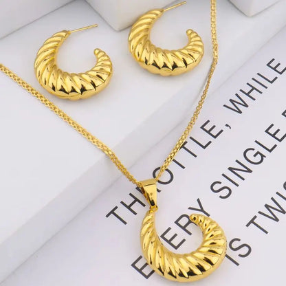 Dubai Crescent Moon Earrings & Necklace Set for Women, Luxury Wedding Party Gift, Trendy Jewelry Women Set