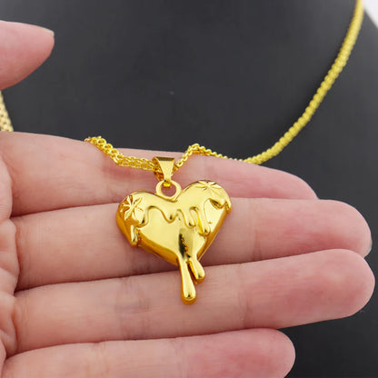 Romantic Pendant Stainless Steel Lovely 3D Heart Charm Necklaces For Women New Fashion Neck Chain Jewelry Gift Drop shipping