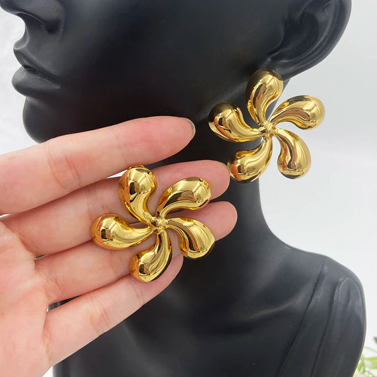 Vintage Flower Earrings gold plated ear jewelry accessories woman waterproof ear jewelry Daily Fashion Jewelry Festival gifts
