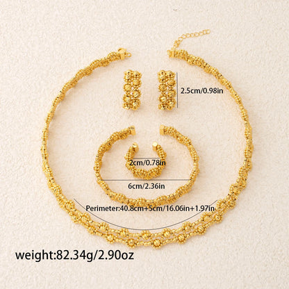 Jeweled 4-Piece Set Necklace Earrings Bracelet and Ring Handcrafted Water-Resistant and Hypoallergenic Fashionable Bridal Gifts