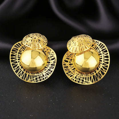 Big Size Earrings And Ring Set 18K Gold Plated Earrings for Women Simple Fashion Jewelry Hot Sale Party Gift 2025 New Style