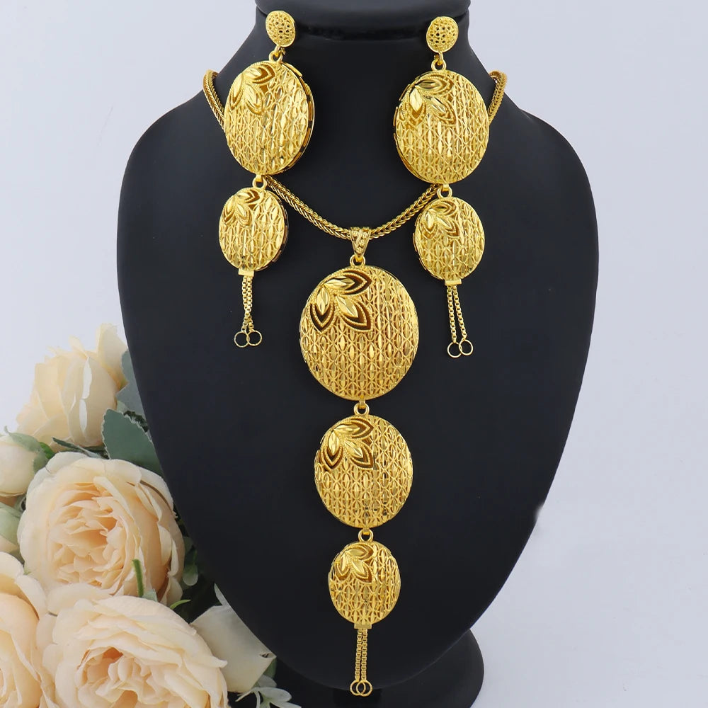 Color Indian Jewelry Set: Earrings & Necklace Gift for Women, Dubai Arabic Bridal Party