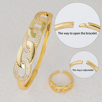 Plated Stainless Steel Eye Zircon Buckle Bracelet for Women Minimal Ins Jewelry Gift Earrings Set