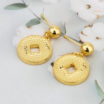 Color Women Earrings Clavicle Chain Set Gold Plated Coin Shape Pendant Delicacy Jewelry Set Fot Party Wedding Birthday Gift