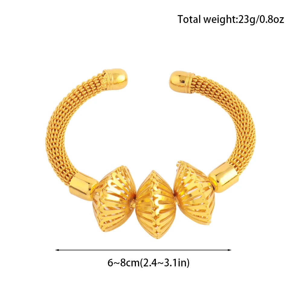 Women Charm Adjustable Bracelet Dubai Round Bead Bangle African Hollow Out Bangle Jewelry Gift For Party Mother's Day Wedding