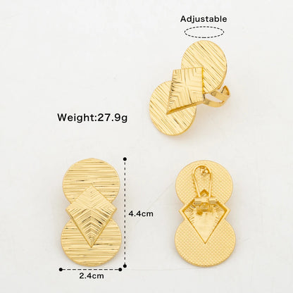 Trendy Women Earring Ring 18K Gold Plated 2pcs Jewelry Set Exquisite Luxury Fashion Female Party Bridal Wedding Anniversary Gift