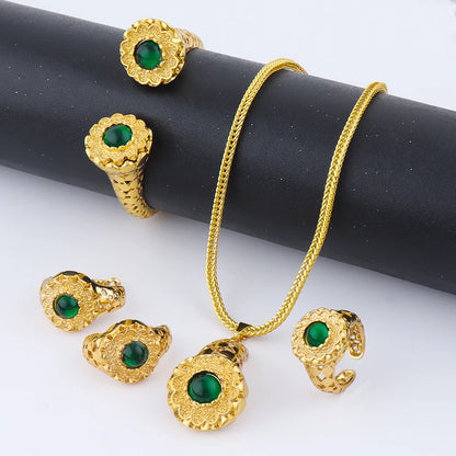 Dubai 24k Gold Plated Jewelry Sets for Indian Bridal Costume Necklace Earrings Bracelet Ring Sets Nigerian Wedding Party Gifts