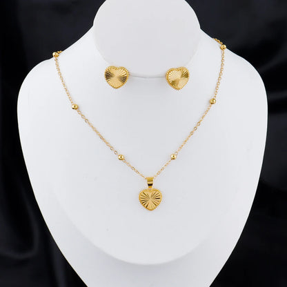 Romantic 2Pieces Jewelry Set Pendant Necklace Earrings Perfect for Women Brides Weddings Gifts and Girls' Birthdays