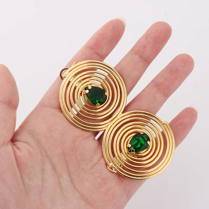 Dubai Round Noble Jewelry Set for Women Luxurious Bangle Necklace Ring Earrings Exclusive Festival