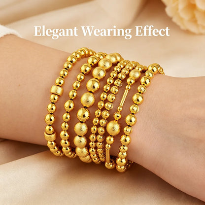 Stainless Steel Beads Bracelets Woman Gold Plated Beaded Bracelet Waterproof Jewelry Daily Wear Party Holiday Jewelry Gifts