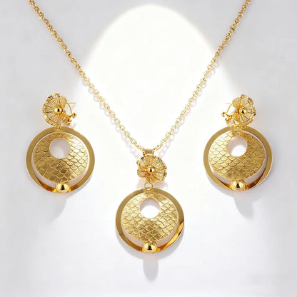 316L stainless steel gold color jewelry set Fashion Personality Simple Punk Retro Hip-hop High Temperament necklaces earrings