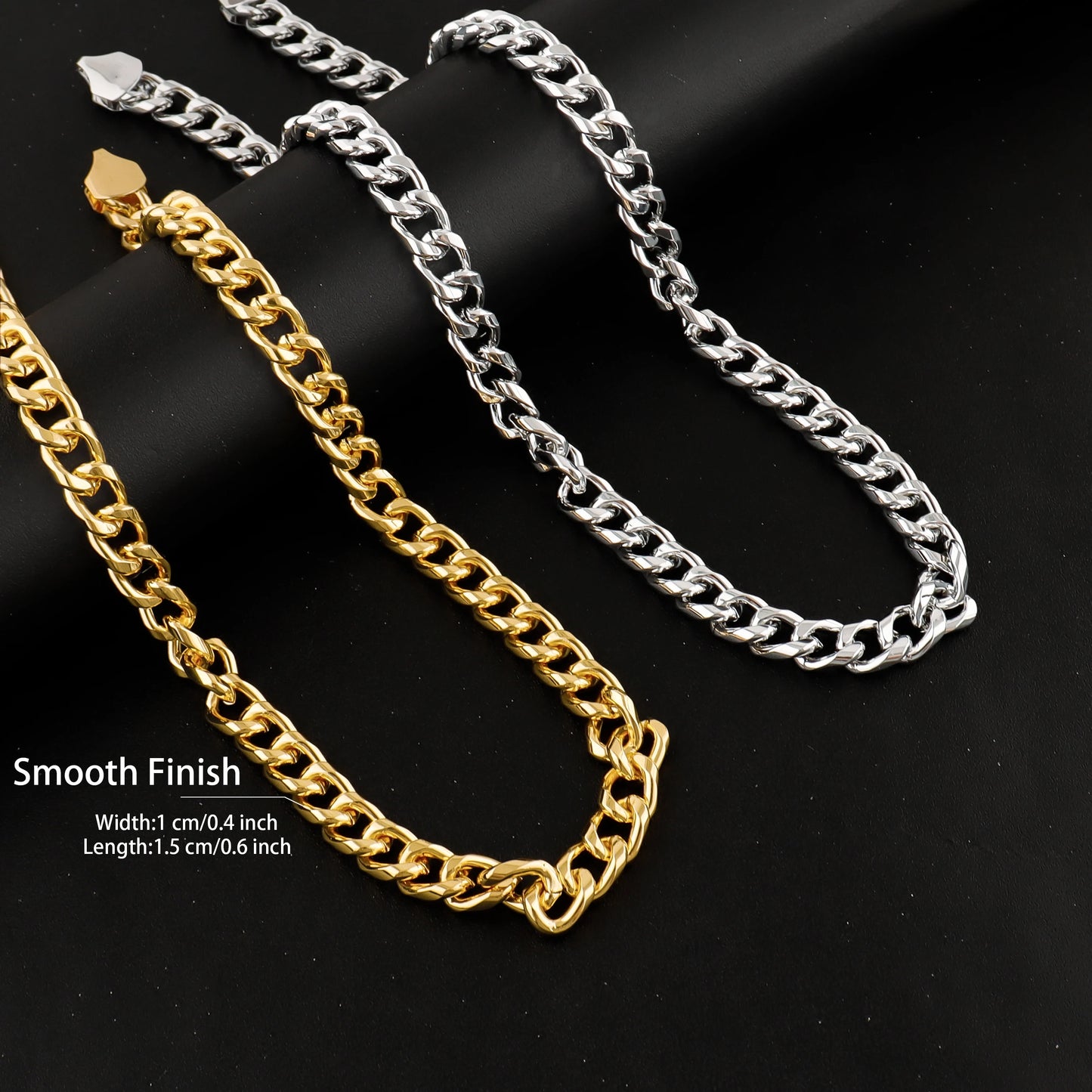 Classic Cuban Chain Set Necklace and Bracelet 2Pieces Set for Men and Women Suitable for Any Occasion