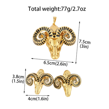 African Luxury 18k Gold Necklace Earrings Set Goat Shape Women's Dubai Noble Design Jewelry Party Nigeria Banquet Gift Jewelry