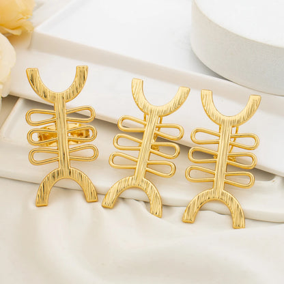 18k Gold Plated Clip Earrings and Finger Ring Dubai Copper Jewelry Set Fashion Earrings Jewelry for Women Party Gift for African