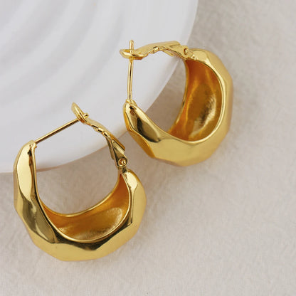 Smooth Chunky Tone Round Hoop Earrings for Women Girls Thick Wide Metal Statement Vintage Jewelry Gift Earring Set Chic