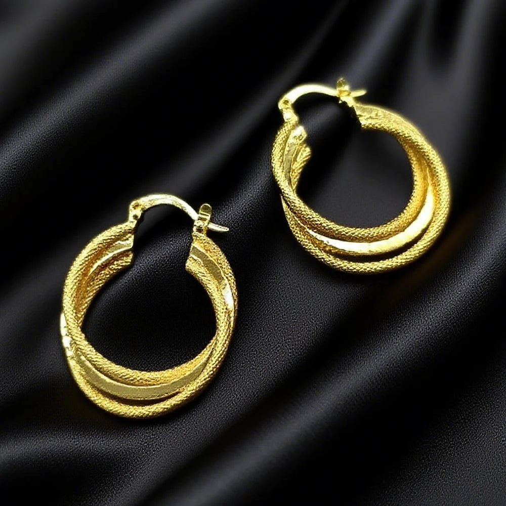 Stainless Steel Gold Color Geometric Metal Mesh Earrings Gold Plated Circle Earring For Women Girls New Trend Jewelry Gift