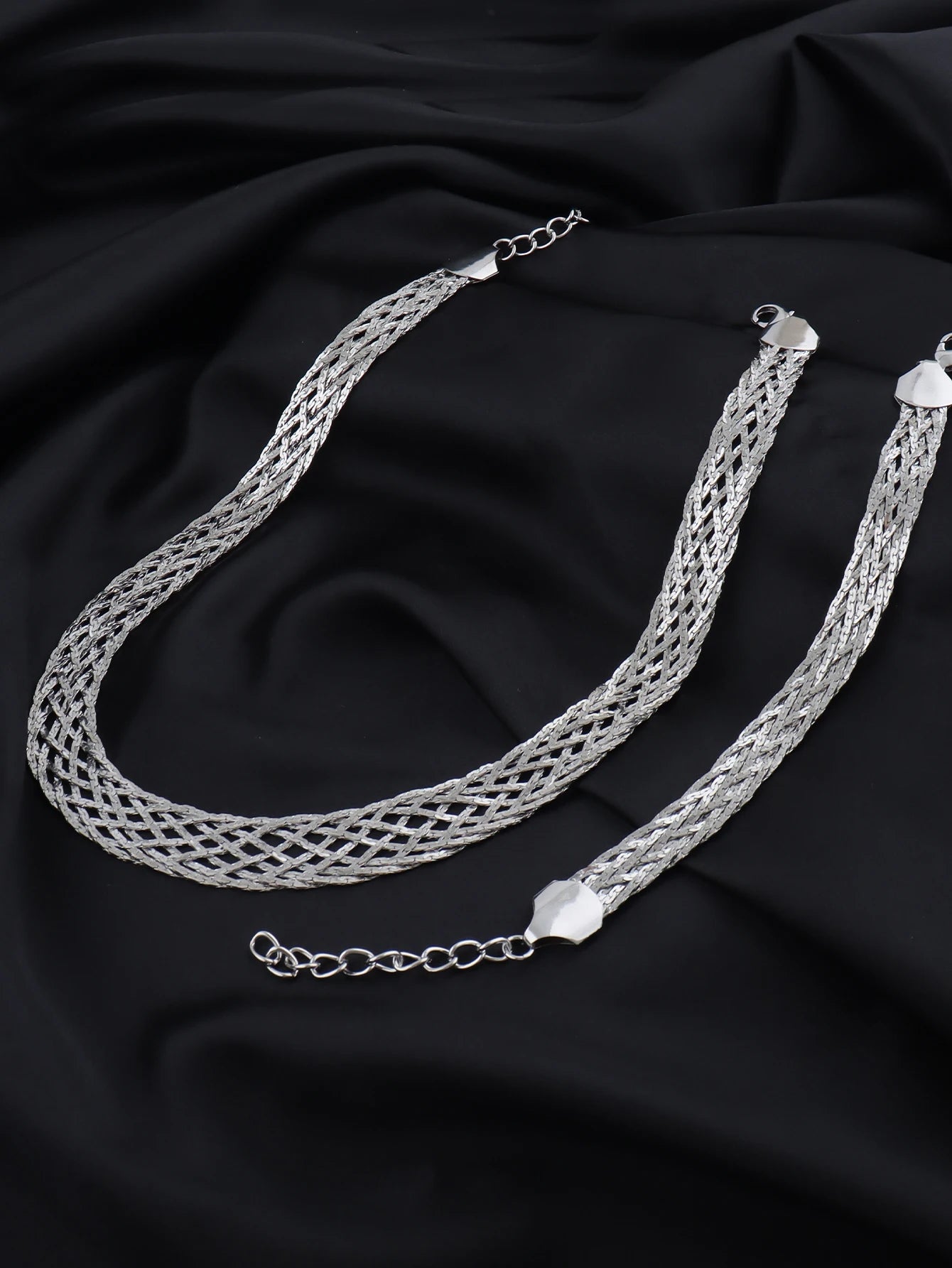YM 10mm woven hollow chain necklace & bracelet set, 40cm gold-tone plated, Dubai Africa luxury punk women jewelry gift