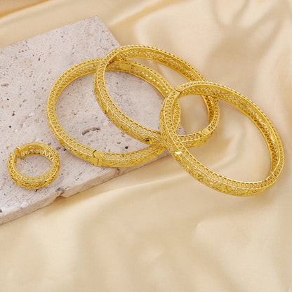 Women Charm Bracelet Dubai 24K Gold Color Bangle Ethiopian Hawaiian Jewelry For Summer Women Party Gift