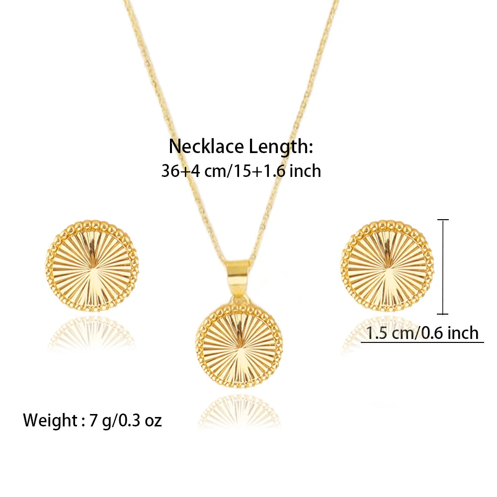Stainless Steel Bohemian Style Jewelry Set Rotundity Necklace Earrings Set For Women Fashion Fine Chain Party Daily Jewelry Gift