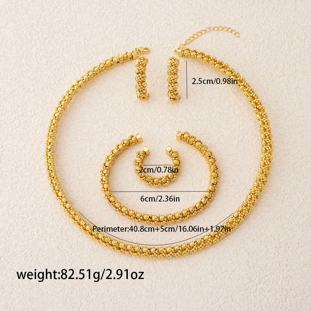 Jeweled 4-Piece Set Necklace Earrings Bracelet and Ring Handcrafted Water-Resistant and Hypoallergenic Fashionable Bridal Gifts