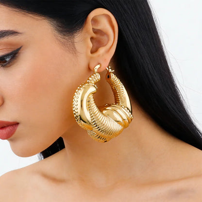 Luxury Dubai Hoop Earrings Women's Jewelry Large Drop Earrings Nigeria Wedding Bridal Earrings Jewelry Wholesale Party