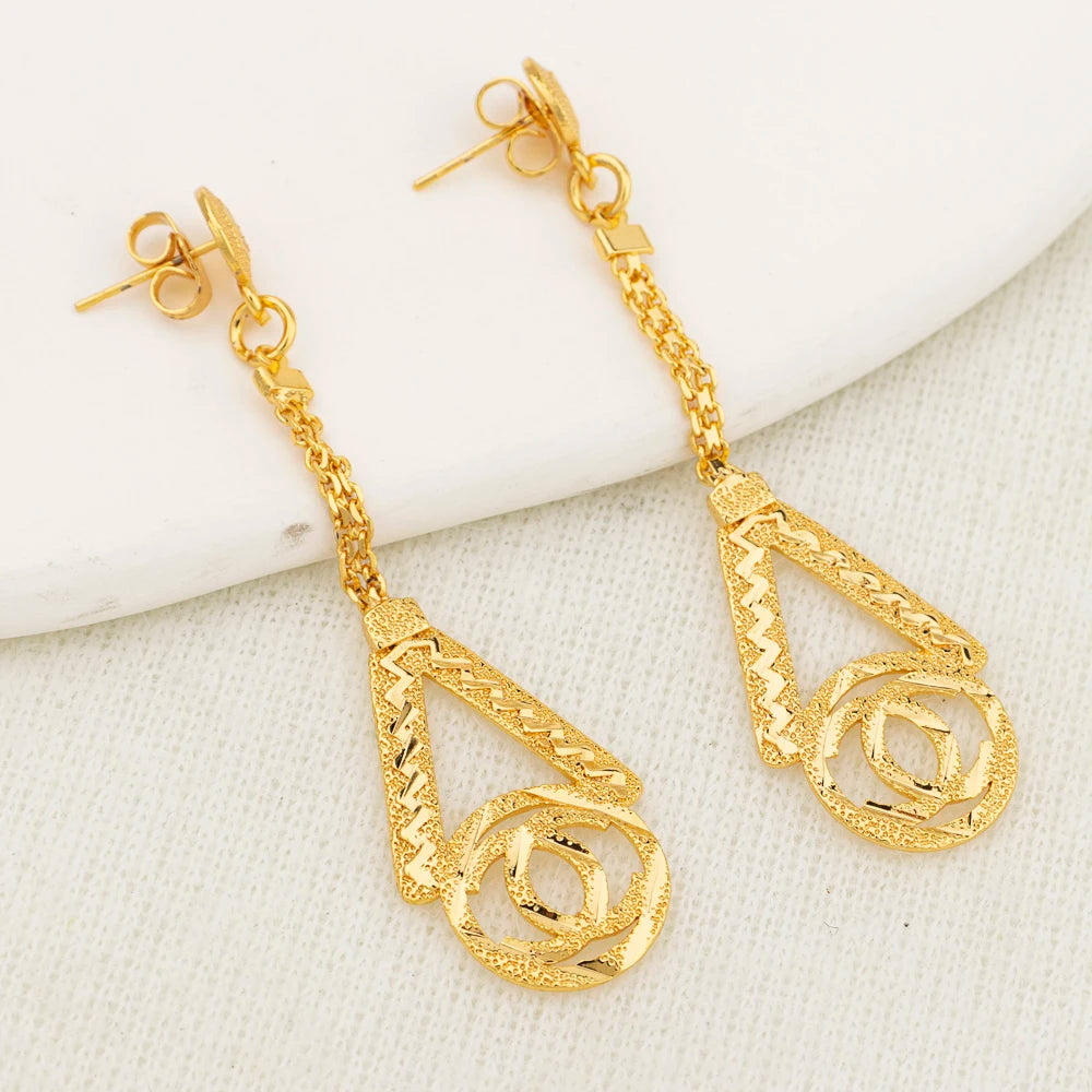 Gold Color Earrings for Women New Arrival 18K Gold Plated Copper Fashion Long Dangle Earrings Charm Wedding Party Jewelry Gift - YUEMING JEWELRY