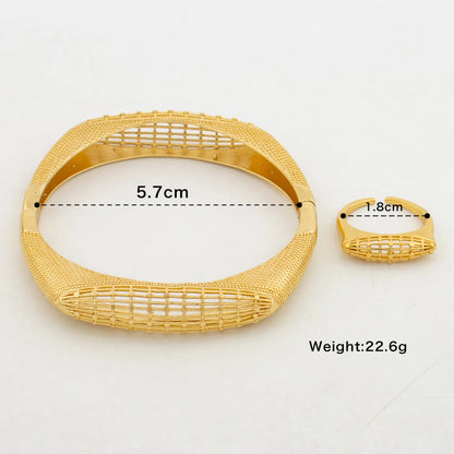 Trend 18k Gold Color Bangle and Earrings Jewelry Set for Women African Weddings Hoop Earrings Bracelet Jewelry Accessories Gifts