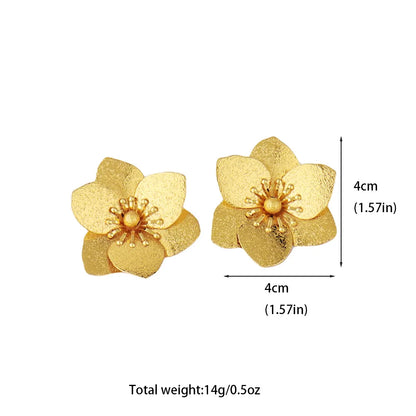 Women's Fashion Trendy Stainless Steel Flower Earrings Vintage Metal Flower Stud Earrings Carnival Party Festival Dressing Gifts