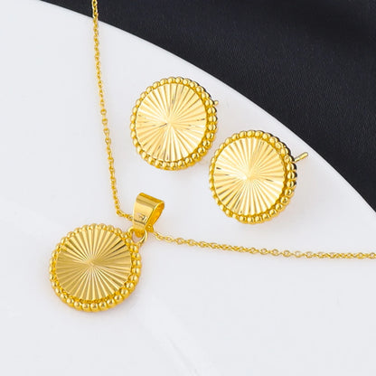Stainless Steel Bohemian Style Jewelry Set Rotundity Necklace Earrings Set For Women Fashion Fine Chain Party Daily Jewelry Gift